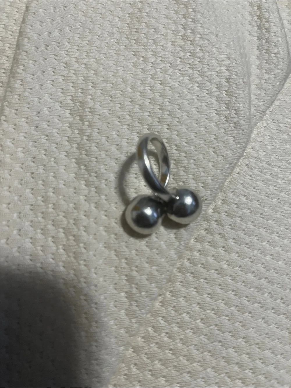 Modern Double Orb Silver Statement Ring
